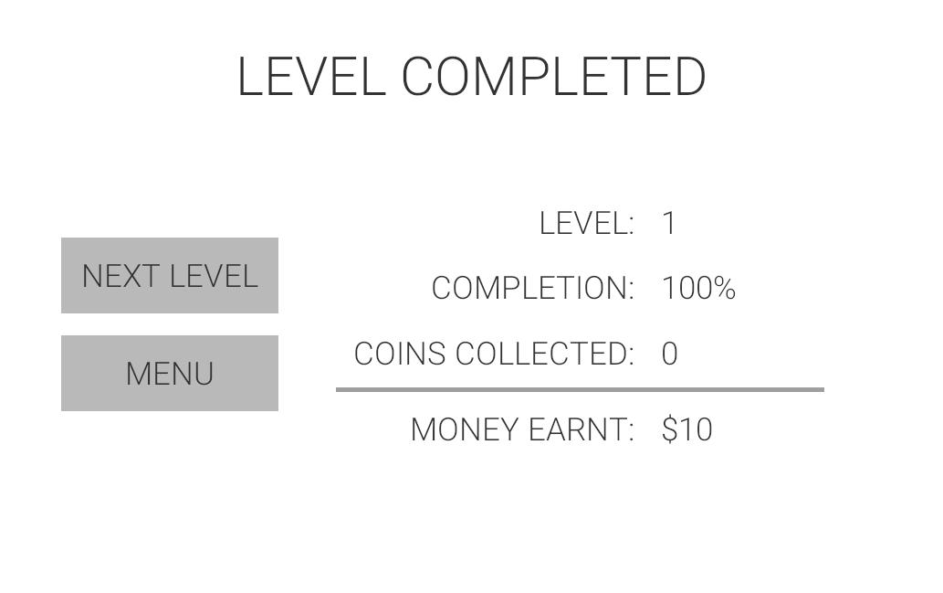 Level Completed Screen